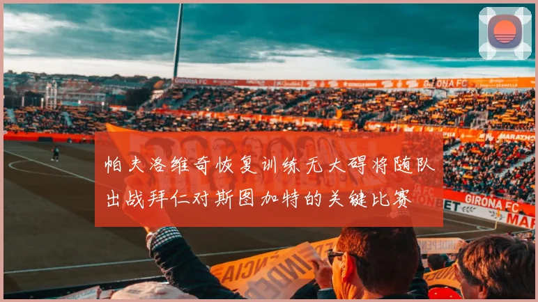 帕夫洛维奇恢复训练无大碍将随队出战拜仁对斯图加特的关键比赛